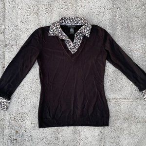 New York & Company Women Top Long Sleeve V Neck Long Sleeve Sweater Size S